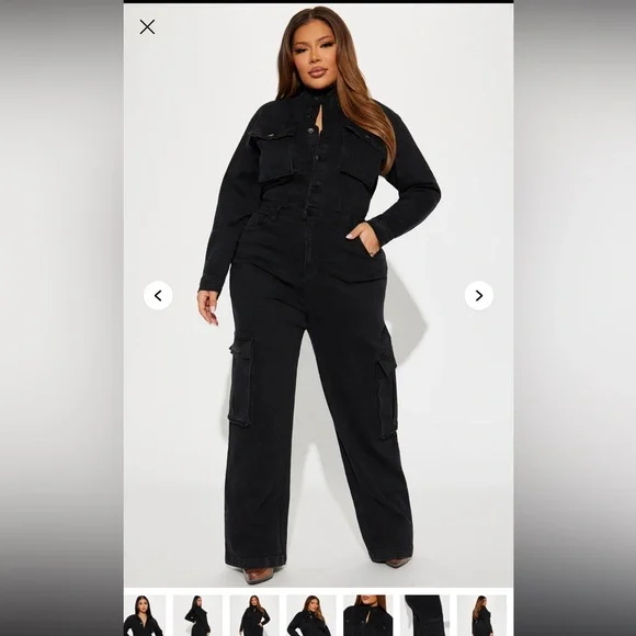 Stylish Black Cargo Jumpsuit - Picture 4 of 5